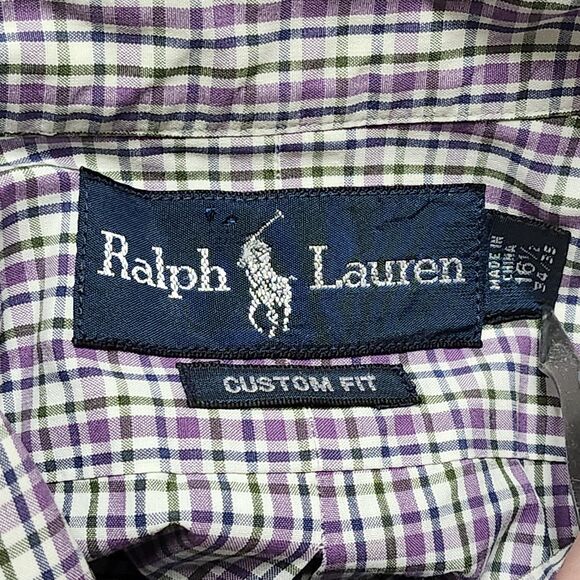 Ralph Lauren Shirt Mens‎ 16.5 Large Plaid Custom Fit Button Down Dress Shirt - Picture 9 of 11